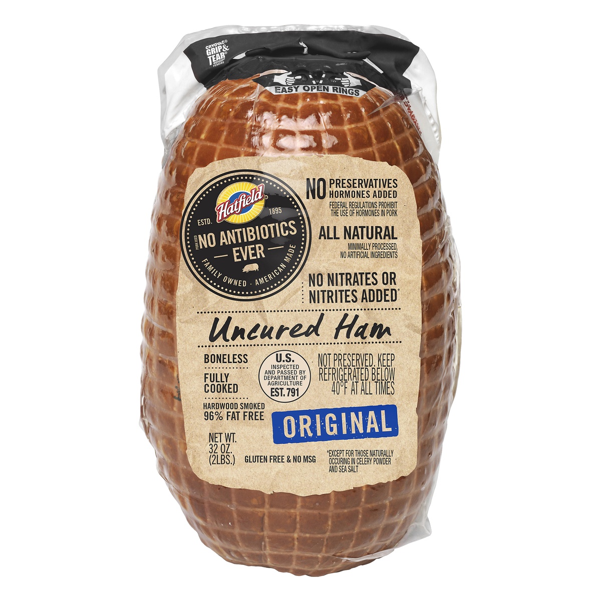 slide 1 of 1, Hatfield Uncured Dinner Ham, 32 oz