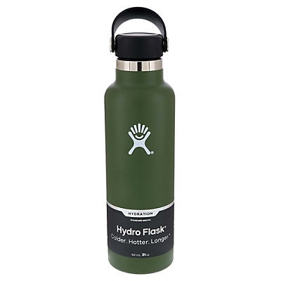 slide 1 of 1, Hydro Flask Olive Standard Mouth With Flex Cap, 21 oz