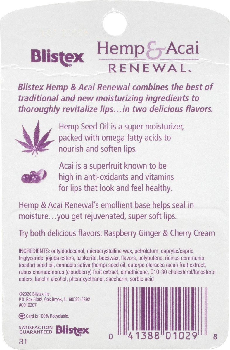 slide 5 of 9, Blistex Hemp Acai Renewal, 2 ct