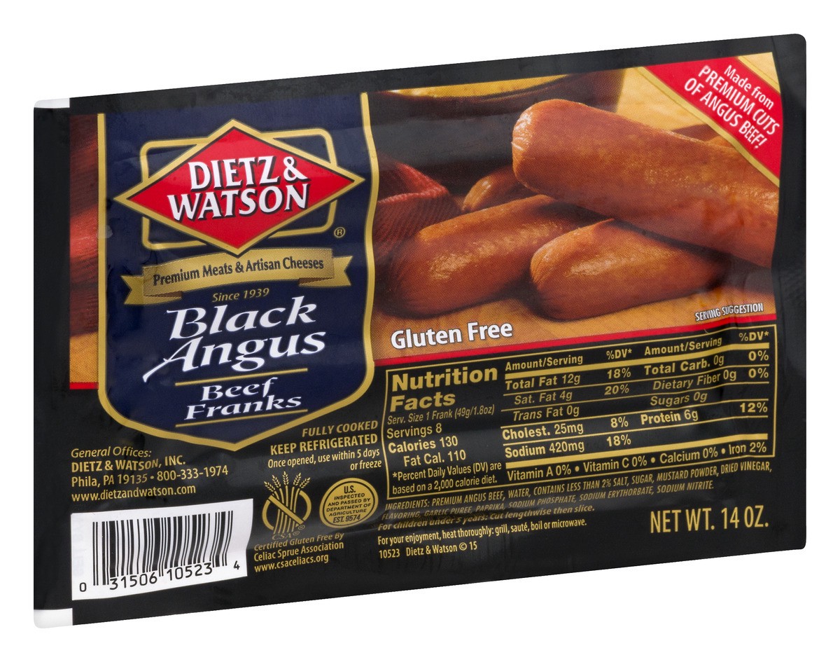 slide 2 of 11, Dietz & Watson Black Angus Beef Franks, 14 oz