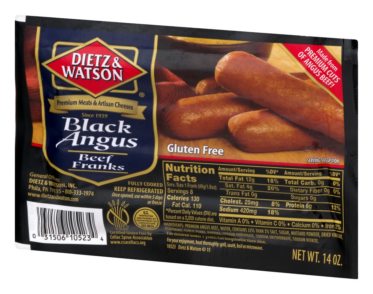 slide 4 of 11, Dietz & Watson Black Angus Beef Franks, 14 oz