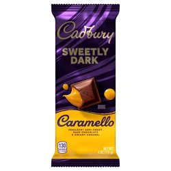 Cadbury Caramello Sweetly Dark Semi-Sweet Dark Chocolate Caramel Candy Bar - 4 oz
