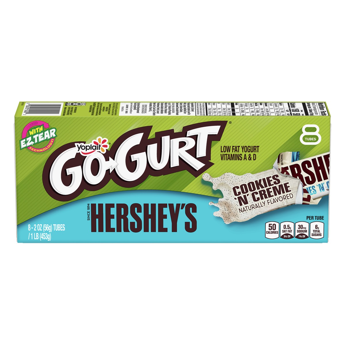 slide 1 of 13, Yoplait Go Gurt Low Fat Hershey's Cookies N Creme Yogurt 8 ea, 8 ct