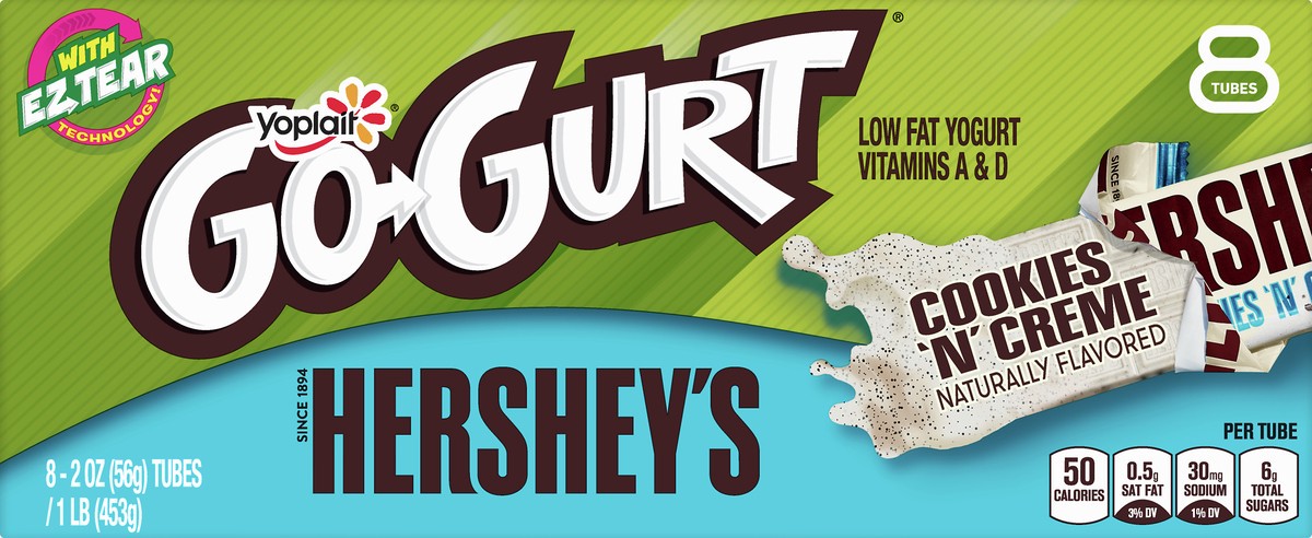 slide 11 of 13, Yoplait Go Gurt Low Fat Hershey's Cookies N Creme Yogurt 8 ea, 8 ct