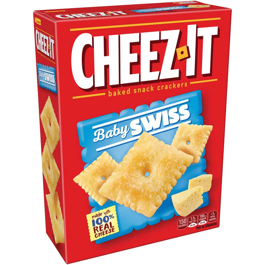 slide 2 of 7, Cheez-It Baby Swiss Baked Snack Crackers, 12.4 oz