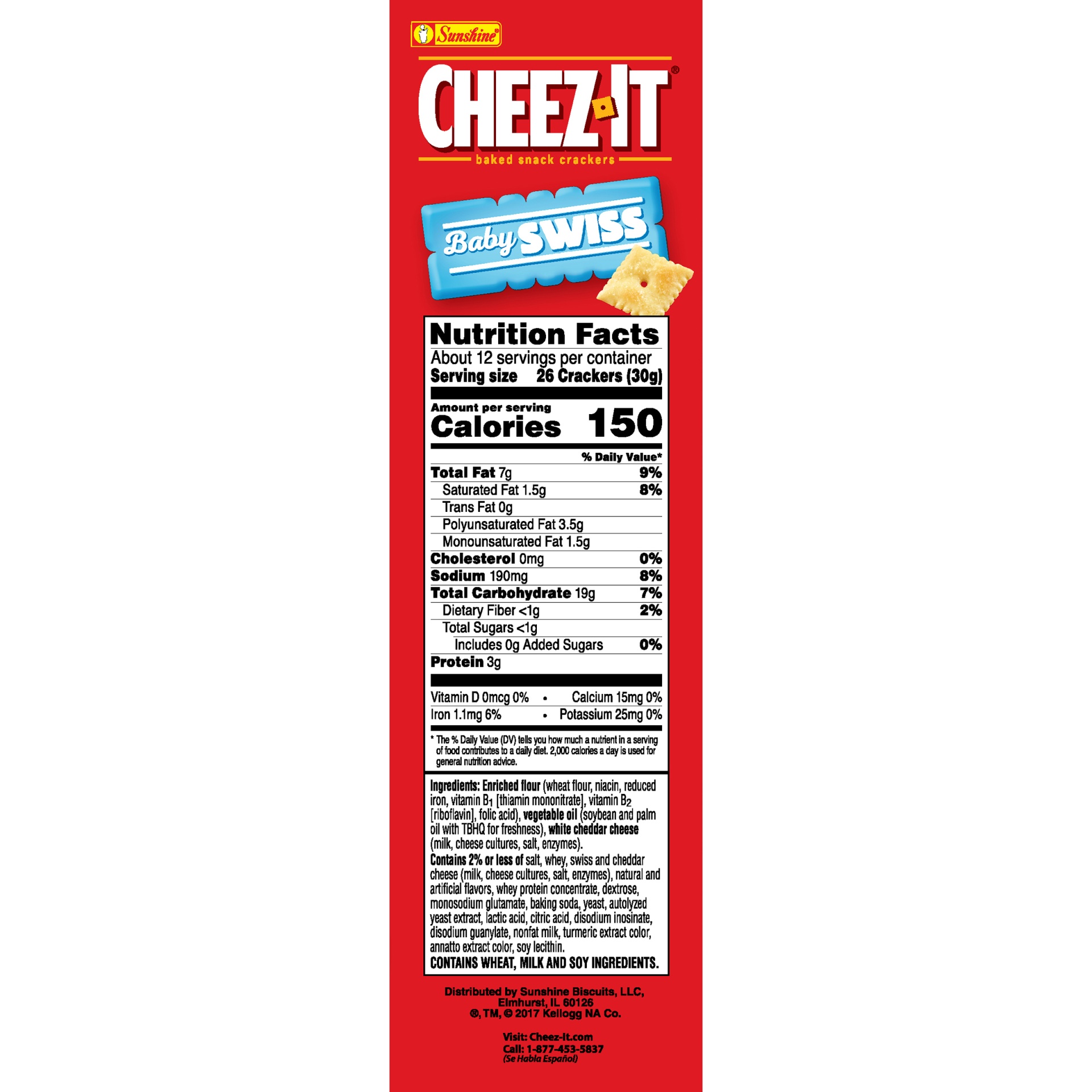 slide 4 of 7, Cheez-It Baby Swiss Baked Snack Crackers, 12.4 oz