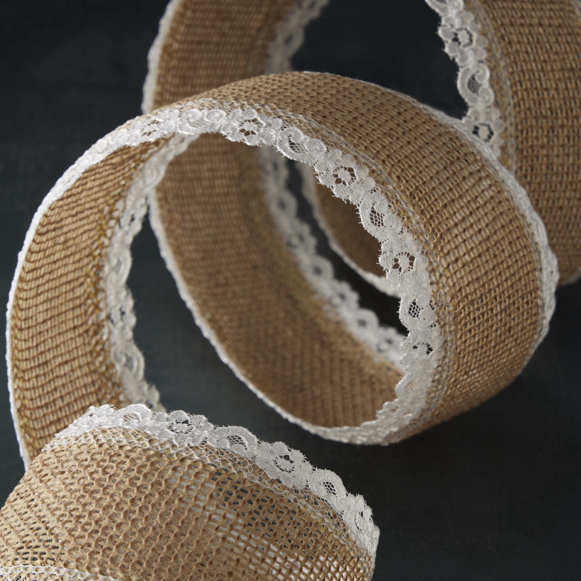 slide 3 of 4, 2.5" X 3yd. Faux Burlap & Lace Ribbon By Celebrate It Classic, 2.5 in x 3 yd
