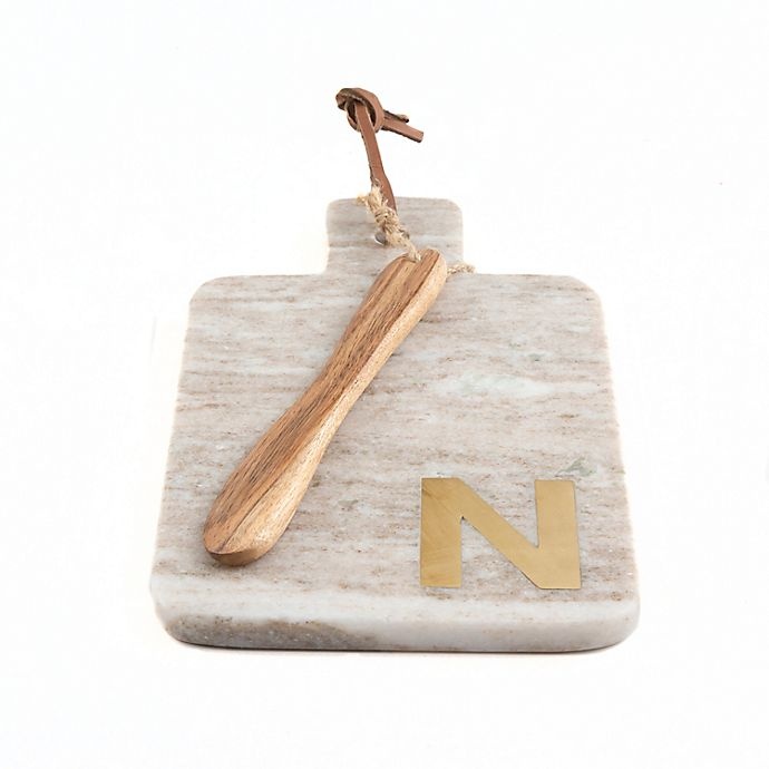 slide 2 of 2, Artisanal Kitchen Supply Marble Monogram Letter N'' Serving Board with Spreader'', 1 ct