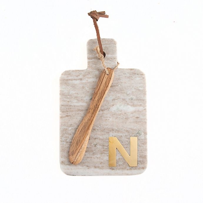 slide 1 of 2, Artisanal Kitchen Supply Marble Monogram Letter N'' Serving Board with Spreader'', 1 ct