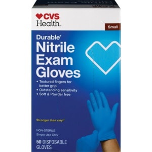 slide 1 of 1, CVS Health Durable Nitrile Exam Gloves, Small, 50 ct
