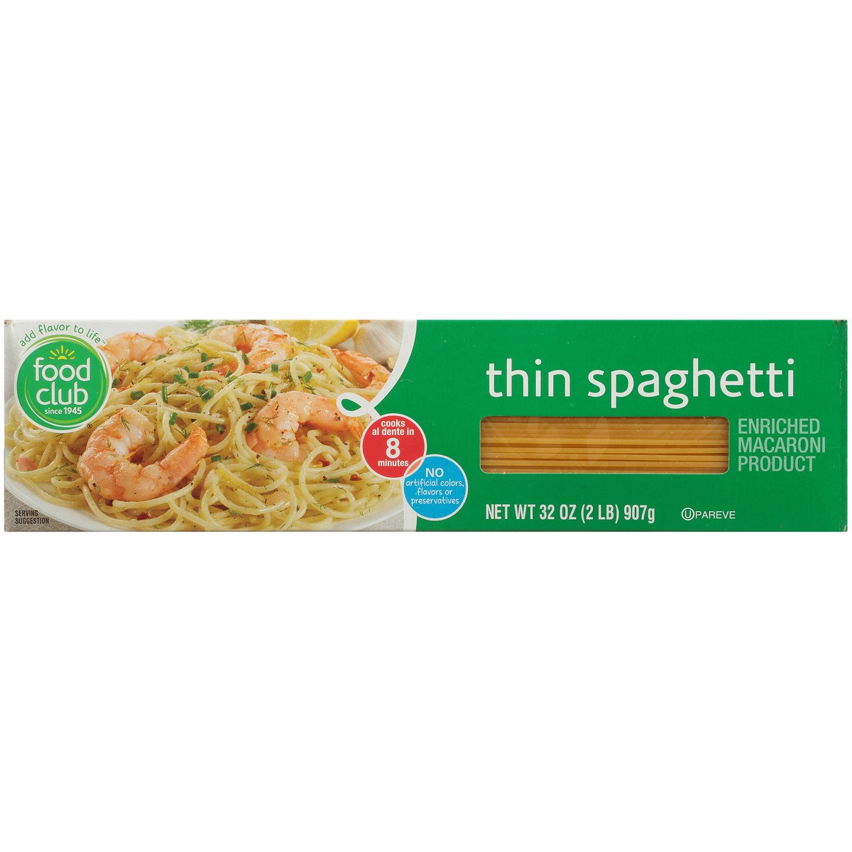 slide 2 of 13, Food Club Enriched Macaroni Product, Thin Spaghetti, 32 oz