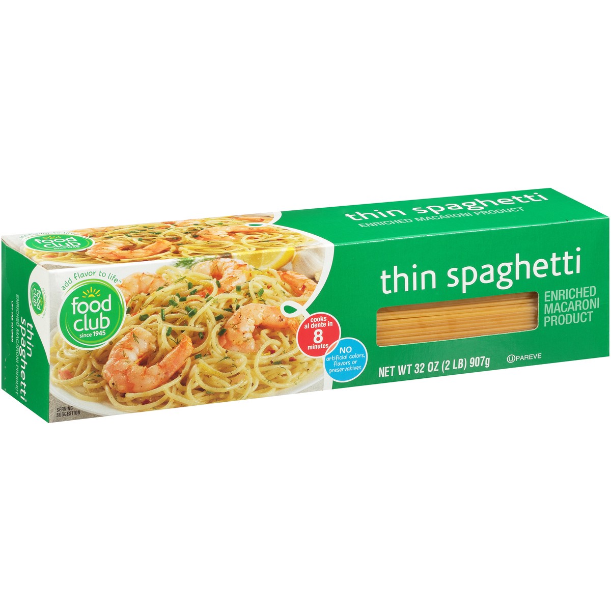 slide 10 of 13, Food Club Enriched Macaroni Product, Thin Spaghetti, 32 oz