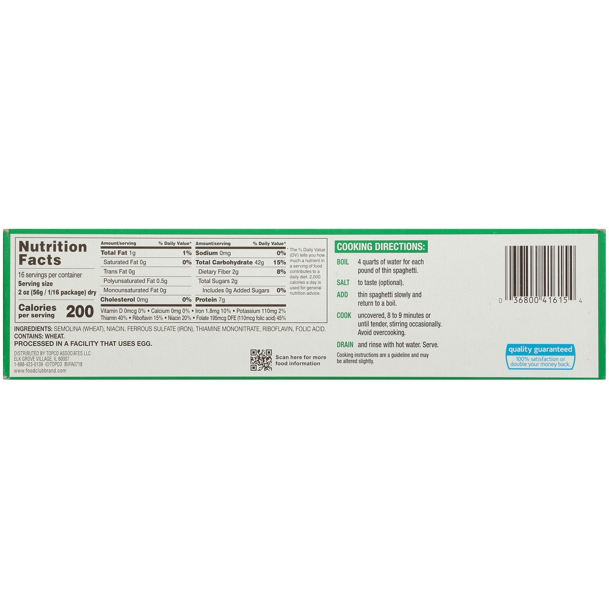 slide 13 of 13, Food Club Enriched Macaroni Product, Thin Spaghetti, 32 oz