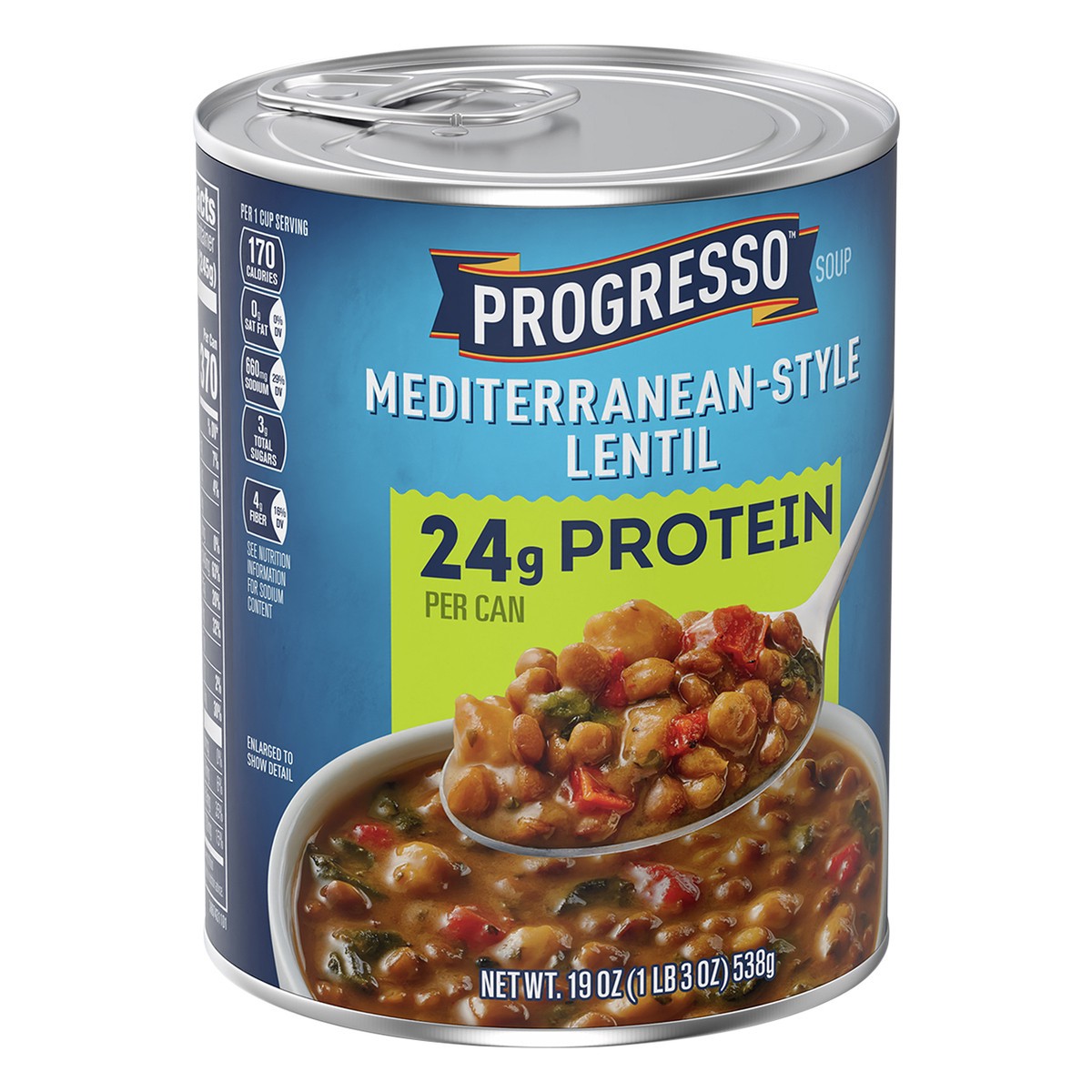 slide 4 of 9, Progresso Mediterranean-Style Lentil Protein Soup, Vegetarian, 19 oz., 19 oz