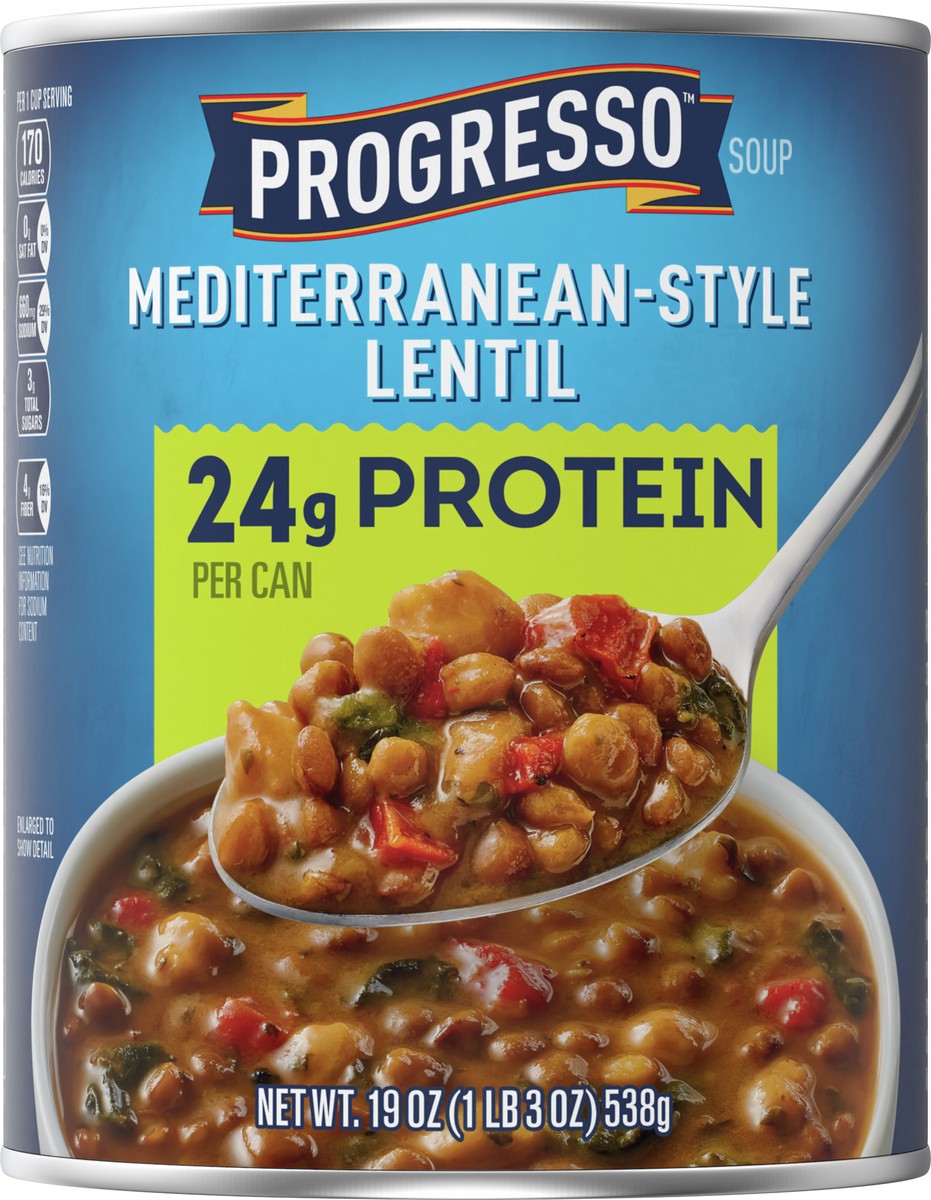 slide 9 of 9, Progresso Mediterranean-Style Lentil Protein Soup, Vegetarian, 19 oz., 19 oz