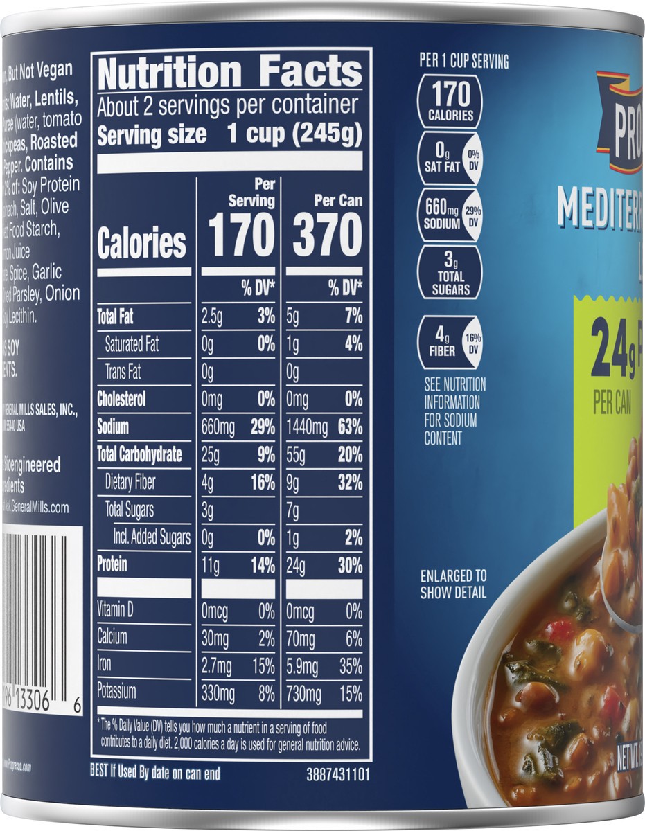 slide 6 of 9, Progresso Mediterranean-Style Lentil Protein Soup, Vegetarian, 19 oz., 19 oz
