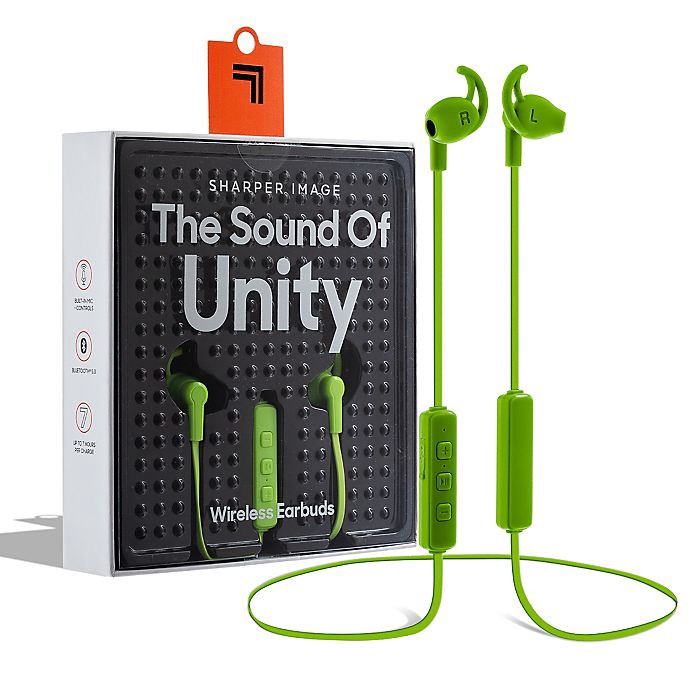 slide 1 of 10, Sharper Image The Sound Of Unity Wireless Earbuds - Neon Green, 1 ct