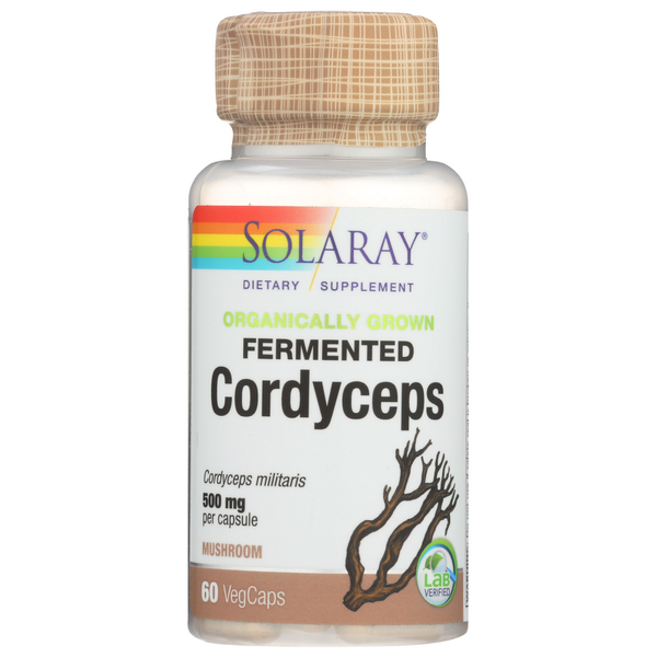 slide 1 of 1, Solaray Fermented Cordyceps Mushroom Dietary Supplement, 60 ct