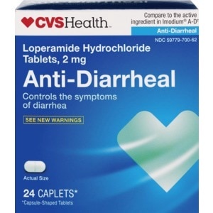 slide 1 of 1, Cvs Health Loperamide Hydrochloride Tablets, 2 Mg, Anti-Diarrheal 24's, 24 ct