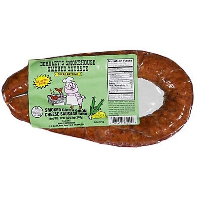 slide 1 of 1, Beasley's Smokehouse Green Onion Smoked Sausage, 12 oz