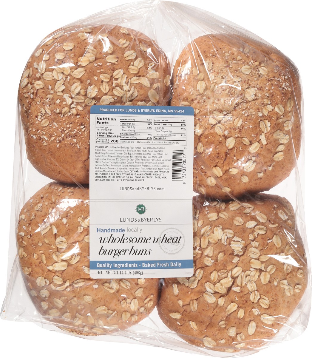 slide 8 of 9, Lunds & Byerlys Wholesome Wheat Burger Buns 4 ea, 4 ct