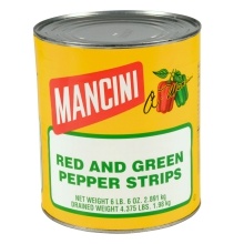 slide 1 of 1, Mancini Red & Green Pepper Strips, 117.33 oz