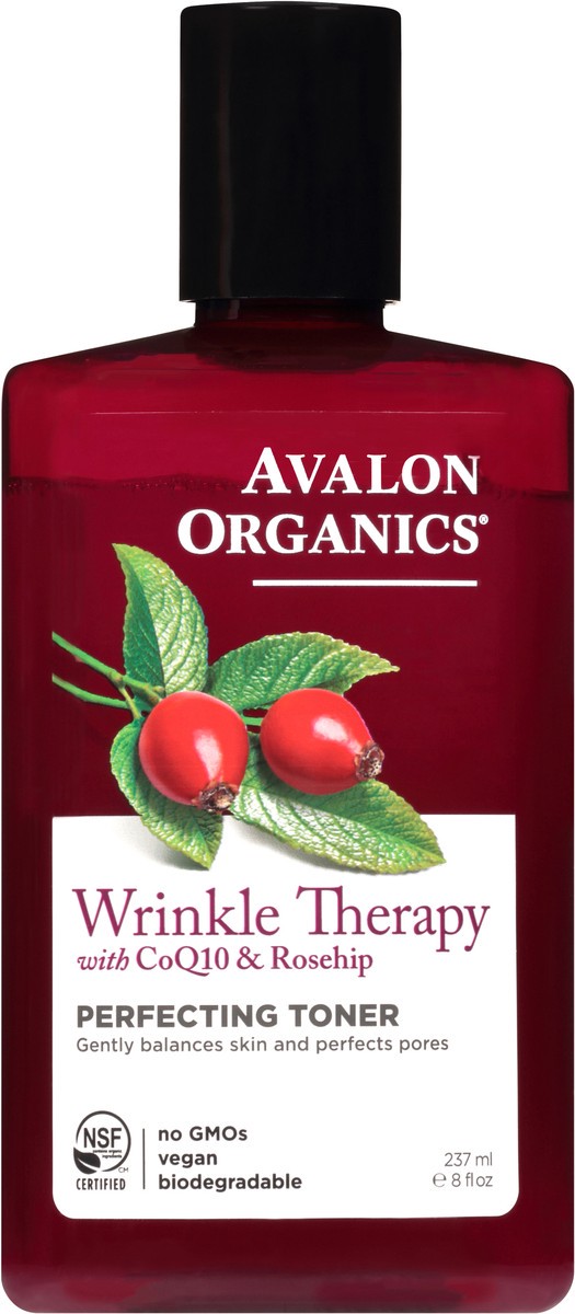 slide 6 of 8, Avalon Organics Wrinkle Therapy With Coq10 & Rosehip Perfecting Toner, 8 oz