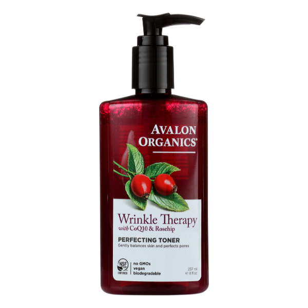 slide 1 of 8, Avalon Organics Wrinkle Therapy With Coq10 & Rosehip Perfecting Toner, 8 oz