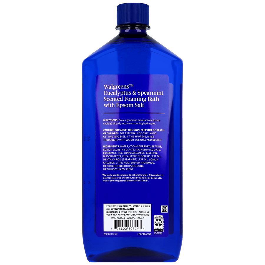 slide 4 of 5, Walgreens Foaming Bath with Epsom Salt Eucalyptus & Spearmint, 34 fl oz