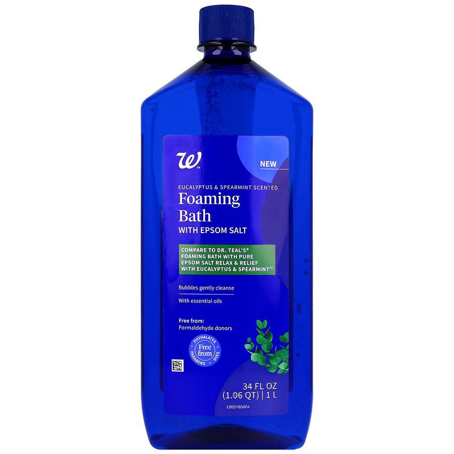 slide 1 of 5, Walgreens Foaming Bath with Epsom Salt Eucalyptus & Spearmint, 34 fl oz
