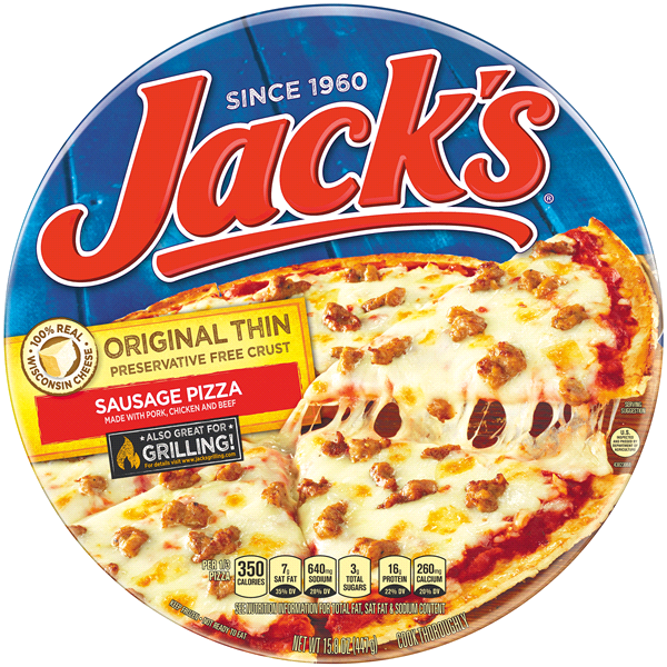 slide 1 of 1, Jack's Original Thin Crust Sausage Frozen Pizza, 14.9 oz