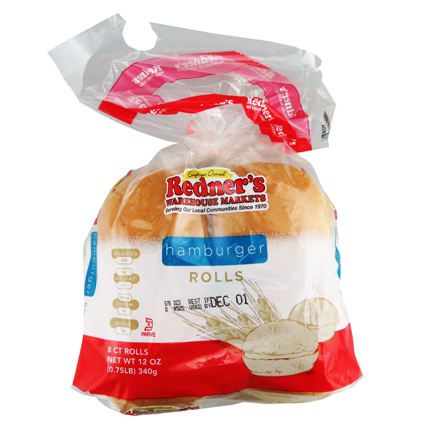 slide 1 of 1, Redner's Hamburger Rolls, 8 ct; 12 oz