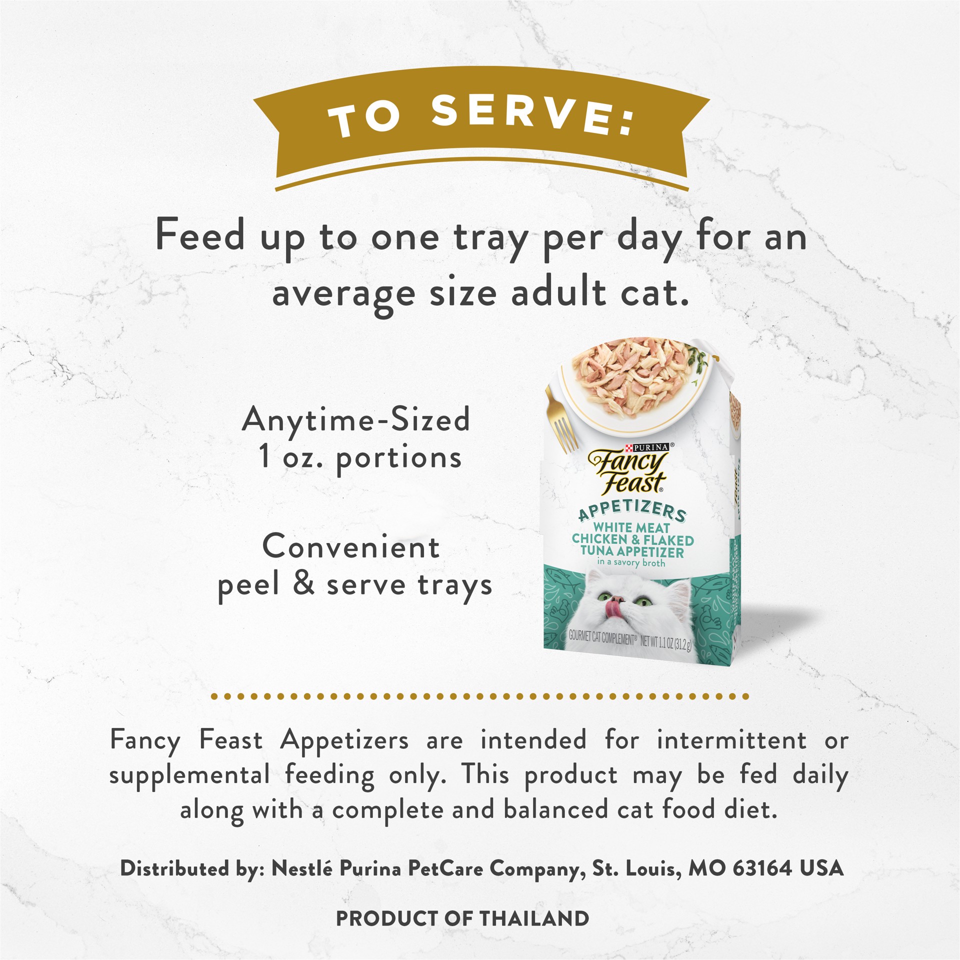 slide 7 of 9, Fancy Feast Purina Fancy Feast Appetizers Lickable Grain Free Wet Cat Food Topper White Meat Chicken and Flaked Tuna Appetizer - 1.1 oz. Tray, 1.1 oz