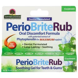Nature's Answer PerioBrite Rub Oral Discomfort Formula Dentist Formulated Fast Acting Coolmint Soothing Gel for Teeth & Gums 0.5 oz