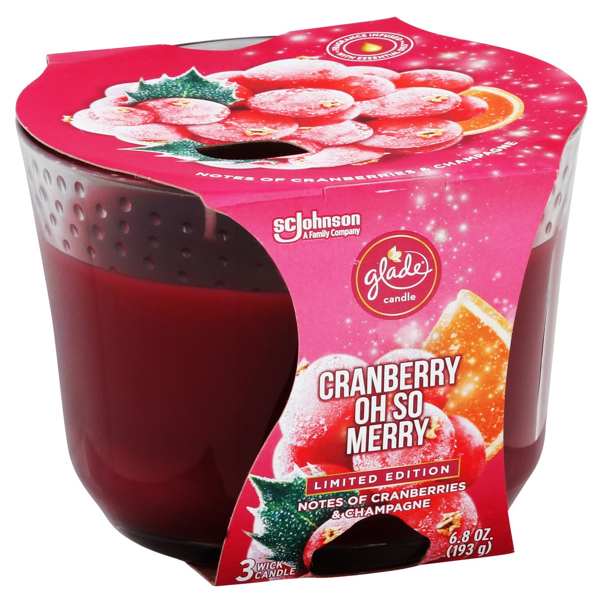 slide 5 of 13, Glade Cranberry Oh So Merry Candle 1 ea, 1 ct