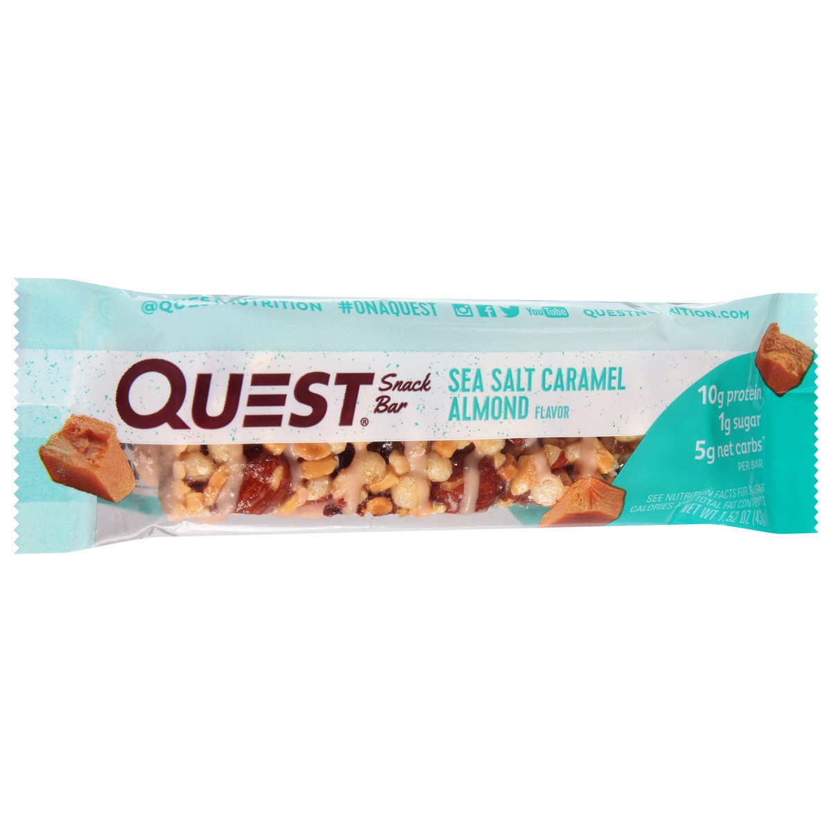 slide 4 of 12, Quest Caramel Almond Snack Bar Sea Salt, 1.52 oz