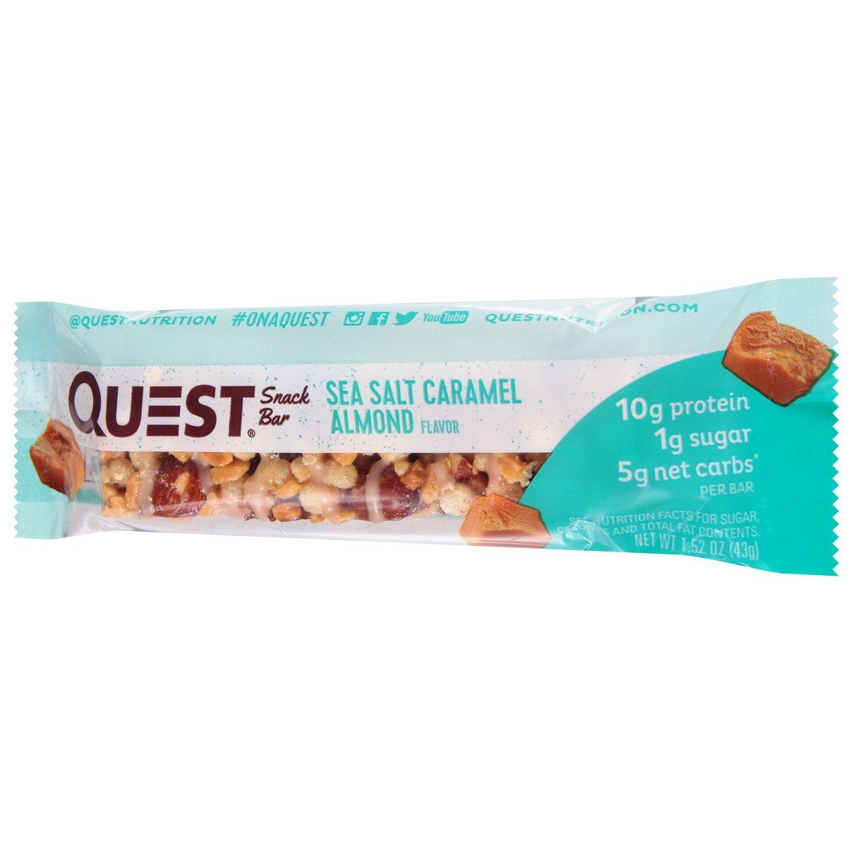 slide 5 of 12, Quest Caramel Almond Snack Bar Sea Salt, 1.52 oz