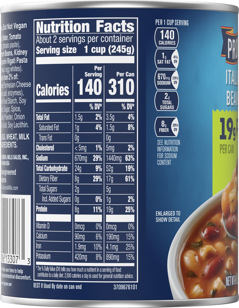 slide 5 of 9, Progresso Italian-Style Bean & Pasta Protein Soup, Vegetarian, 18.5 oz., 18.5 oz