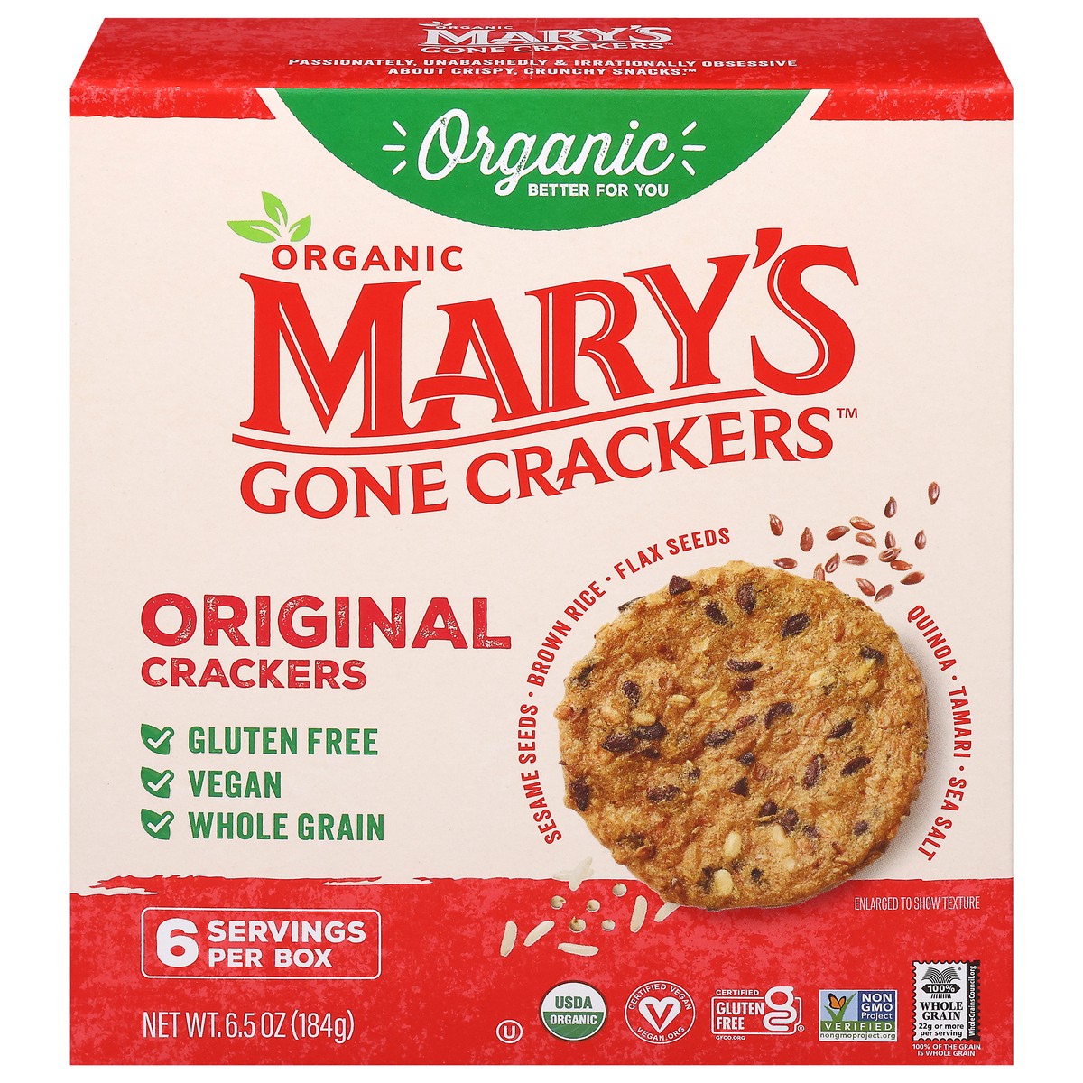slide 1 of 4, Mary's Gone Crackers Organic Original Crackers 6.5 oz, 6.5 oz