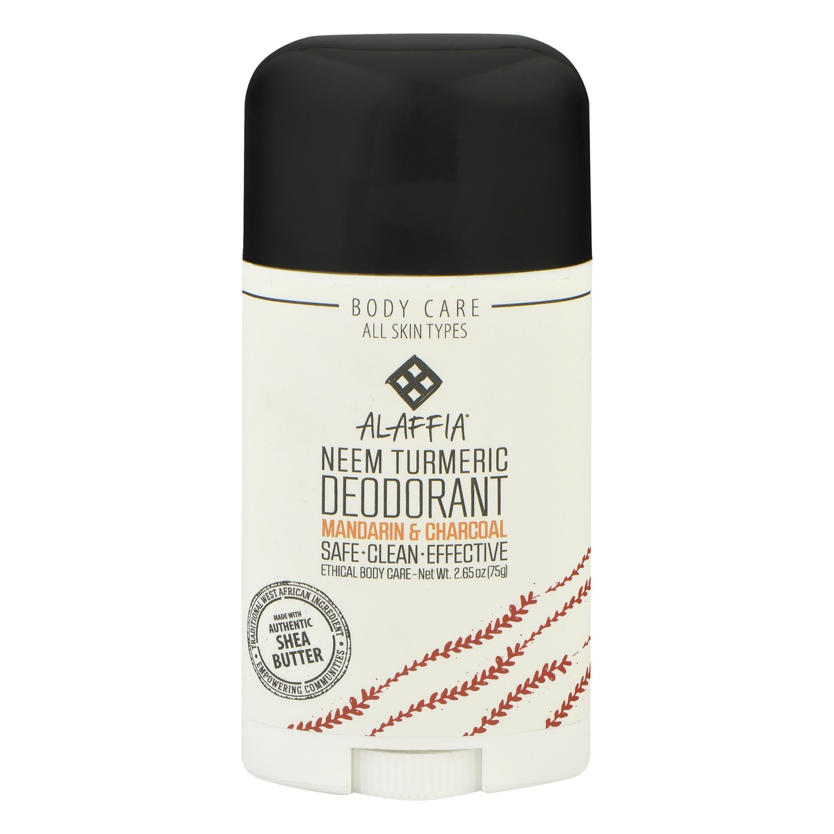 slide 1 of 1, Alaffia Turmeric Mandarin Charcoal Deodorant, 2.65 oz