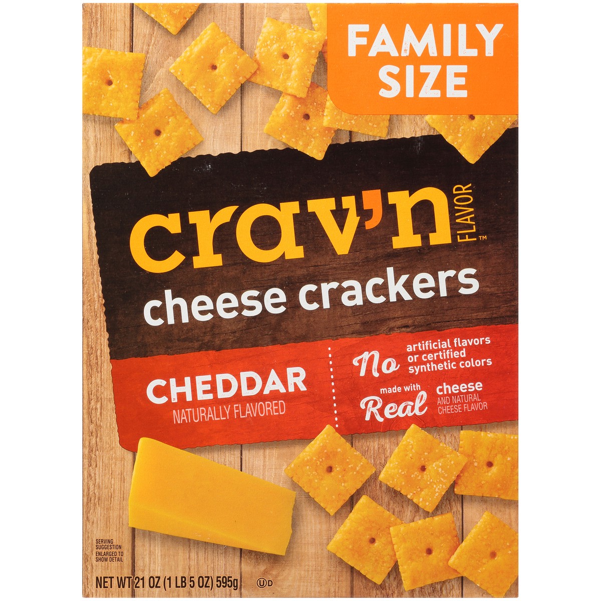 slide 12 of 13, Crav'n Flavor Cheddar Cheese Crackers Family Size 21 oz, 21 oz