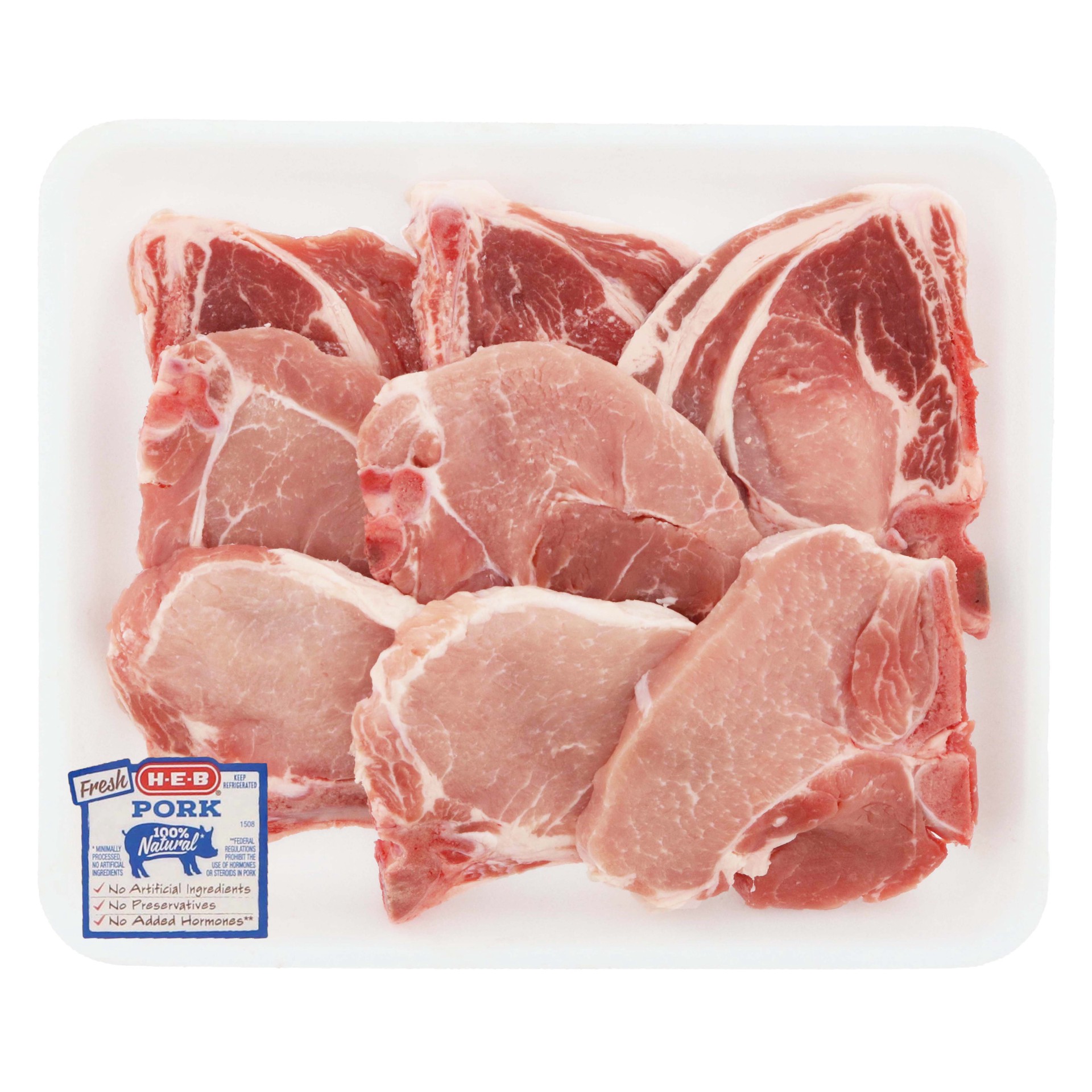 slide 1 of 1, H-E-B Bone-In Assorted Loin Pork Chops, Thin Cut - Value Pack, per lb