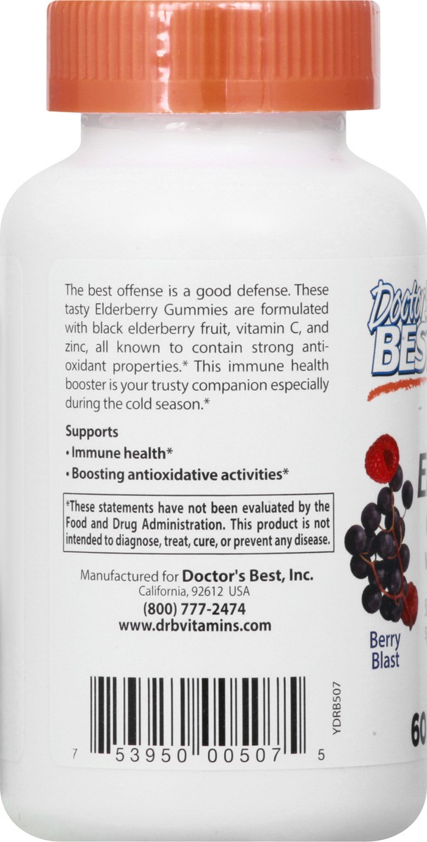 slide 4 of 9, Doctor's Best Gummies Berry Blast Elderberry 60 ea, 60 ct