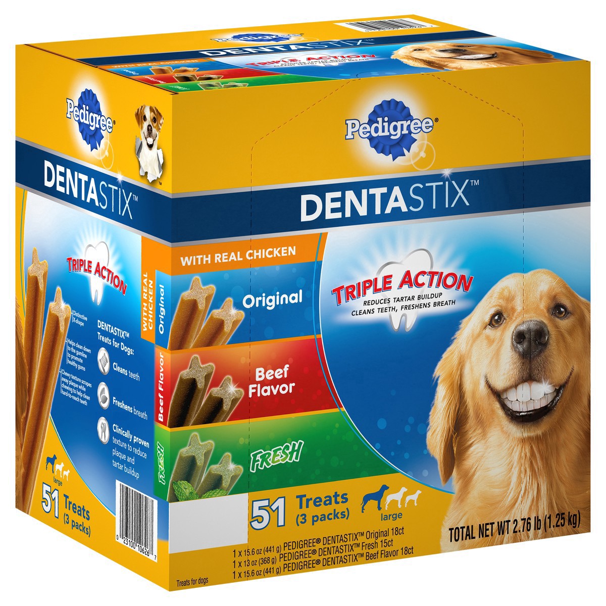 slide 10 of 24, Pedigree Dentastix Chicken, Beef, and Peppermint Flavor Adult Large Breed Dental Dog Treats - 2.73lbs, 2.73 lb