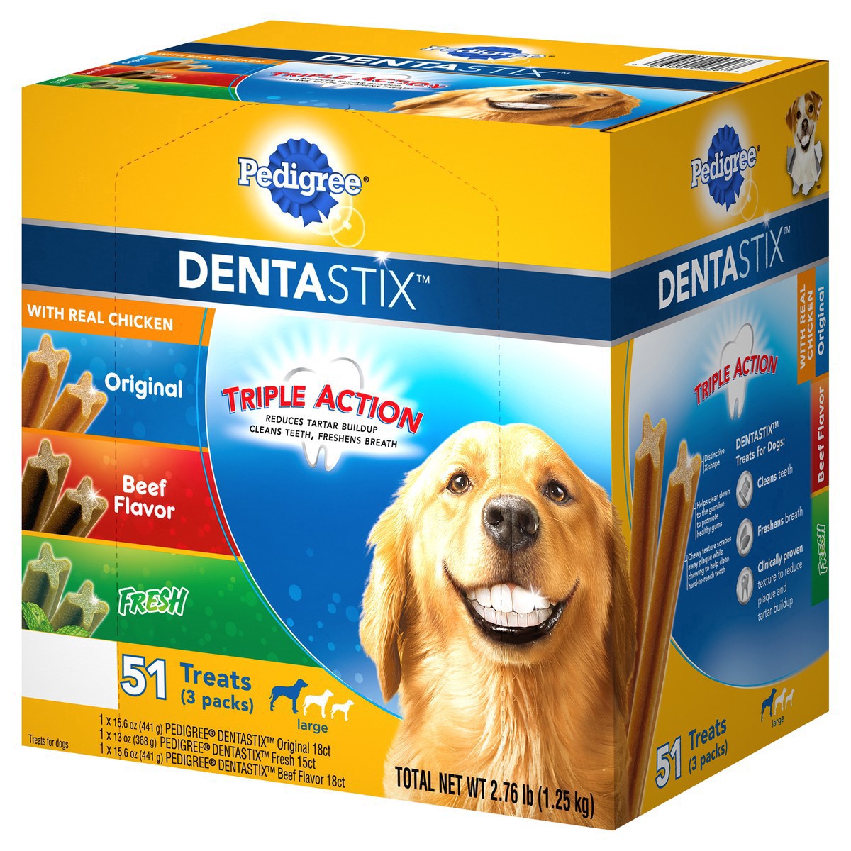 slide 11 of 24, Pedigree Dentastix Chicken, Beef, and Peppermint Flavor Adult Large Breed Dental Dog Treats - 2.73lbs, 2.73 lb