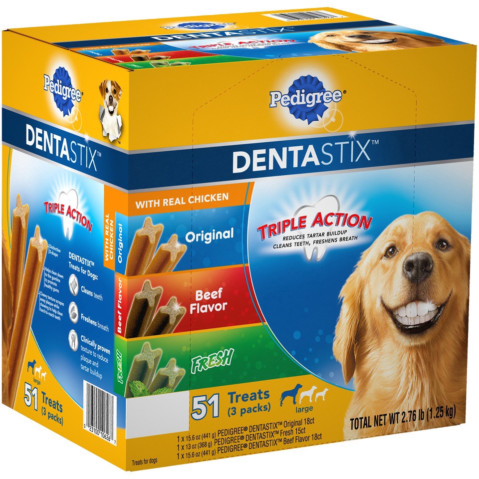 slide 20 of 24, Pedigree Dentastix Chicken, Beef, and Peppermint Flavor Adult Large Breed Dental Dog Treats - 2.73lbs, 2.73 lb