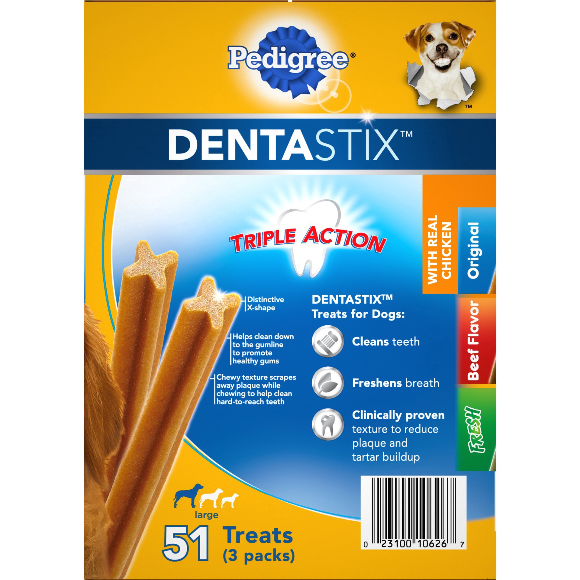 slide 21 of 24, Pedigree Dentastix Chicken, Beef, and Peppermint Flavor Adult Large Breed Dental Dog Treats - 2.73lbs, 2.73 lb