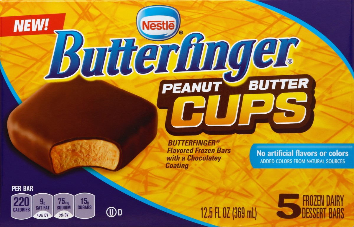 slide 4 of 5, Nestlé Butterfinger Peanut Butter Cups Frozen Dairy Dessert Bars, 5 ct; 2.5 fl oz