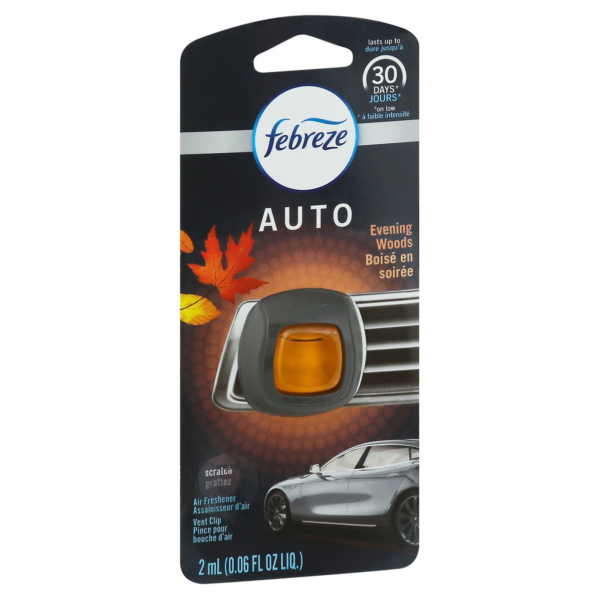 slide 8 of 11, Febreze Auto Vent Clip Evening Woods Air Freshener 0.06 fl oz, 0.06 fl oz
