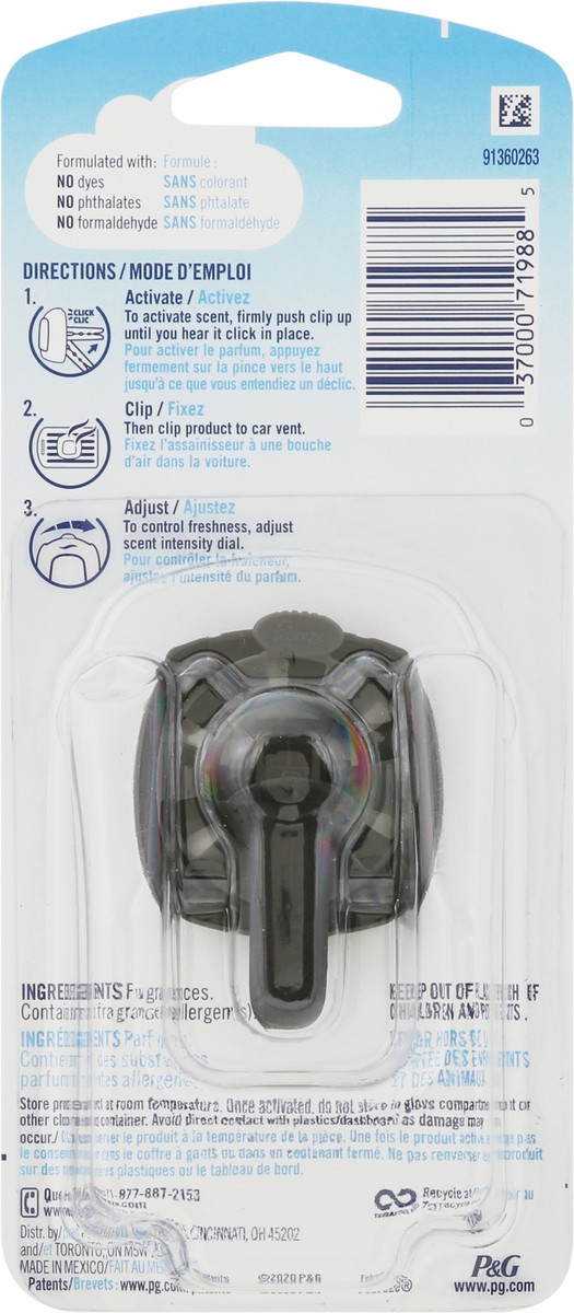 slide 11 of 11, Febreze Auto Vent Clip Evening Woods Air Freshener 0.06 fl oz, 0.06 fl oz